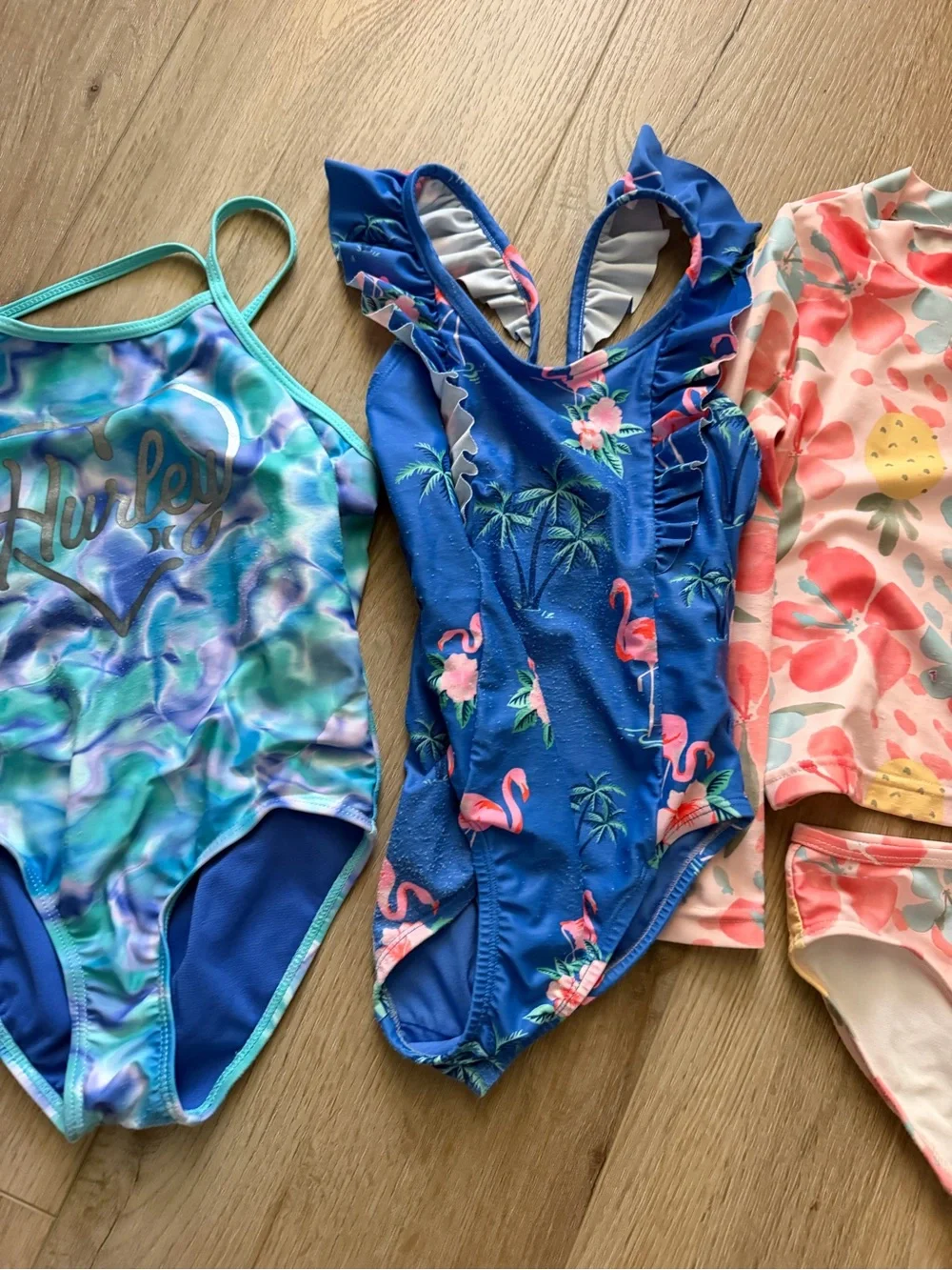 Kids Mixed-Color One-Piece and Two-Piece Swim Set - Floral & Multicolor 5T